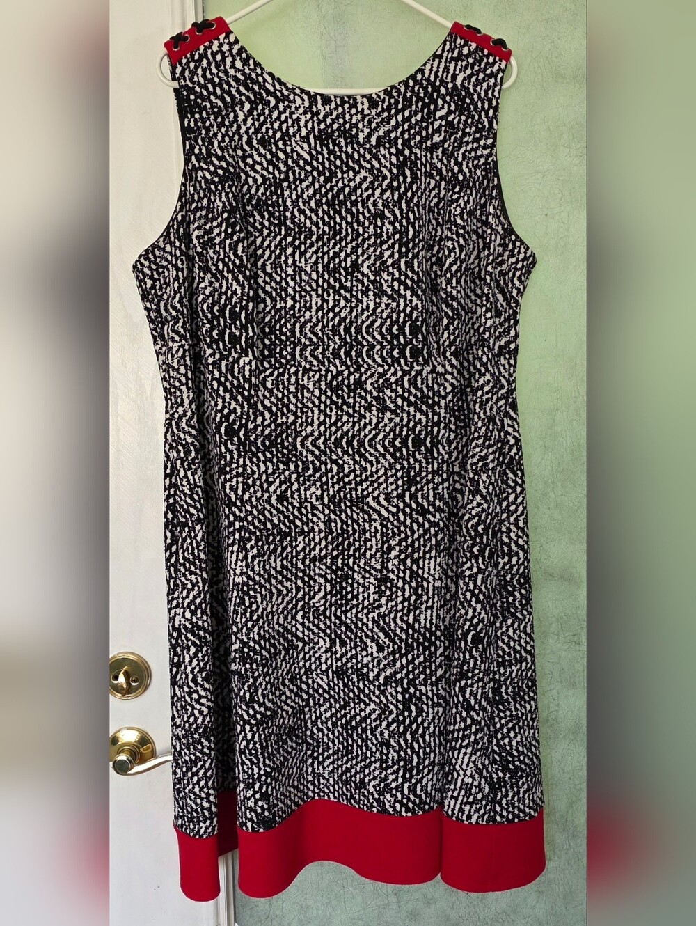 Alyx Black and White Textured Fit And Flare Midi Dress